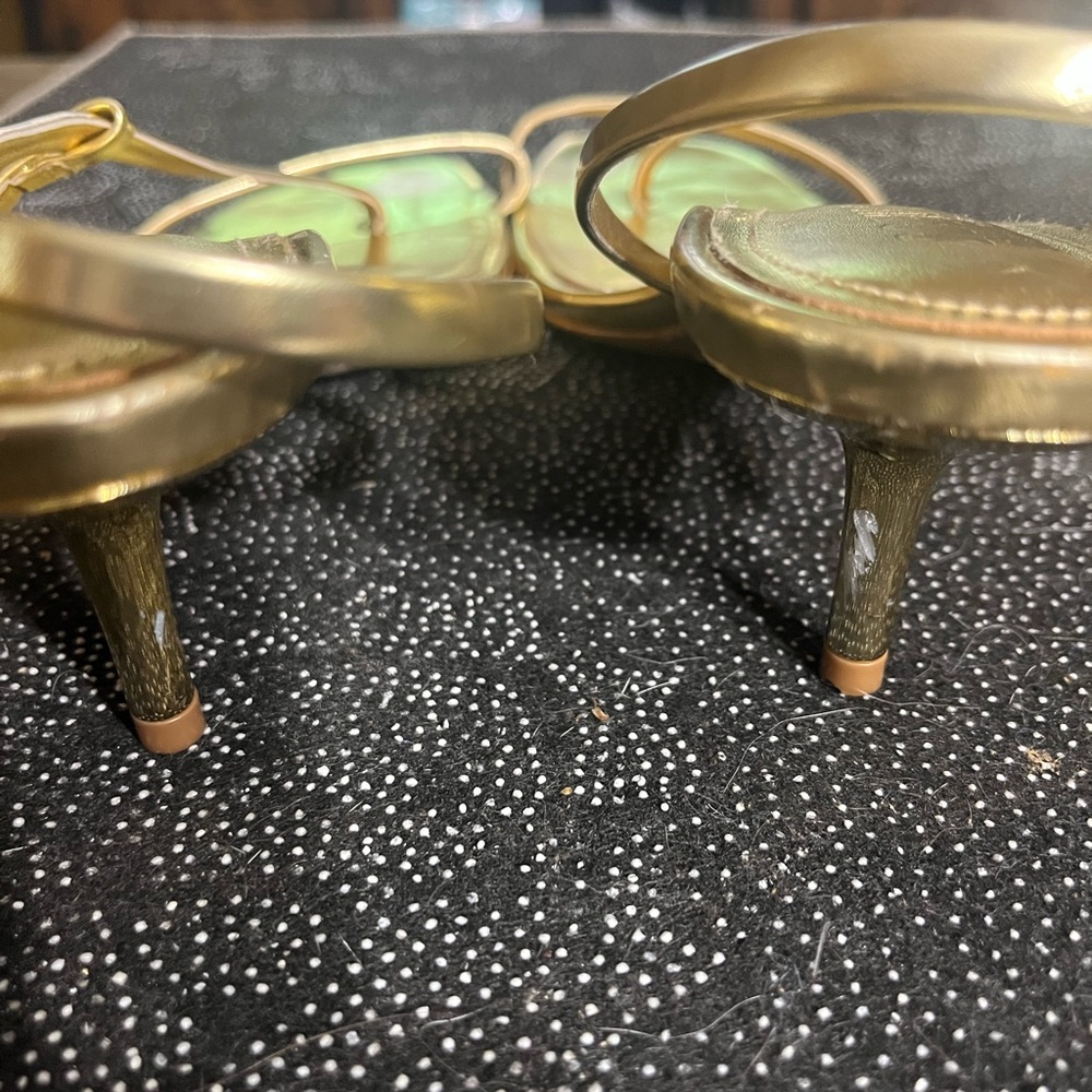 SCHUTZ Metallic Gold Strappy Kitten Heel Sandal - Picture 10 of 10